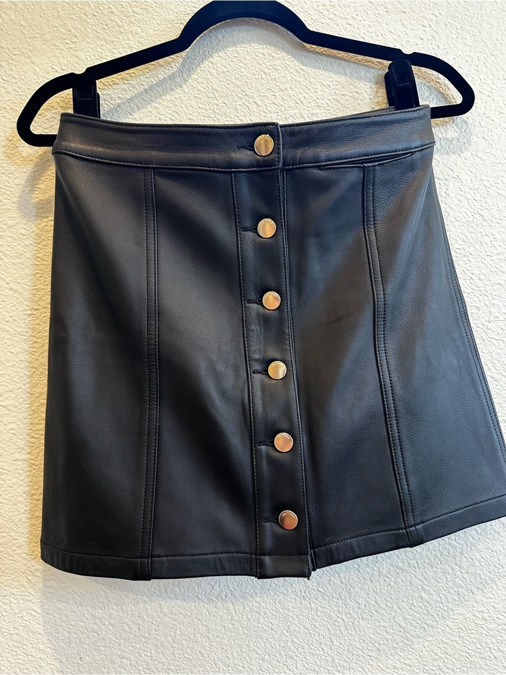 Rag & Bone 100% Lamb Leather Button Front Mini Skirt Size 4 buttery soft